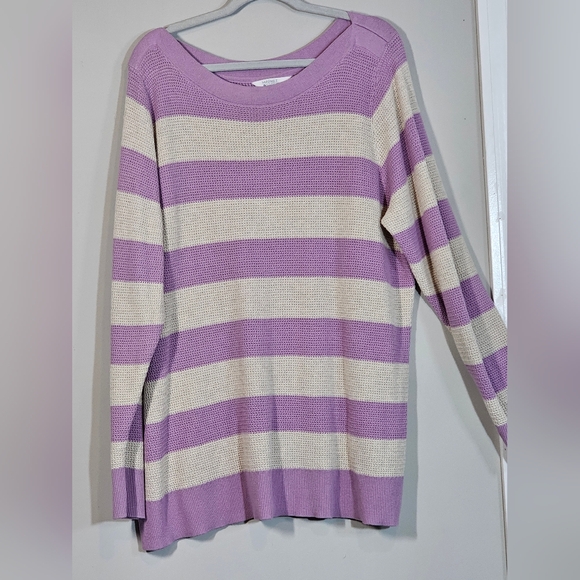 Market & Spruce Sweaters - Market & Spruce Lavender and Cream Tawnee Cotton Blend Retail $68